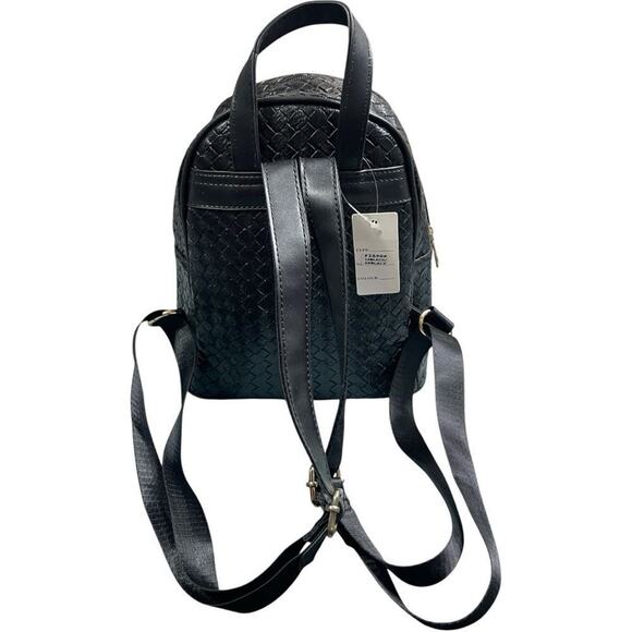 Black Woven Leather Quilted Mini Backpack main image 10